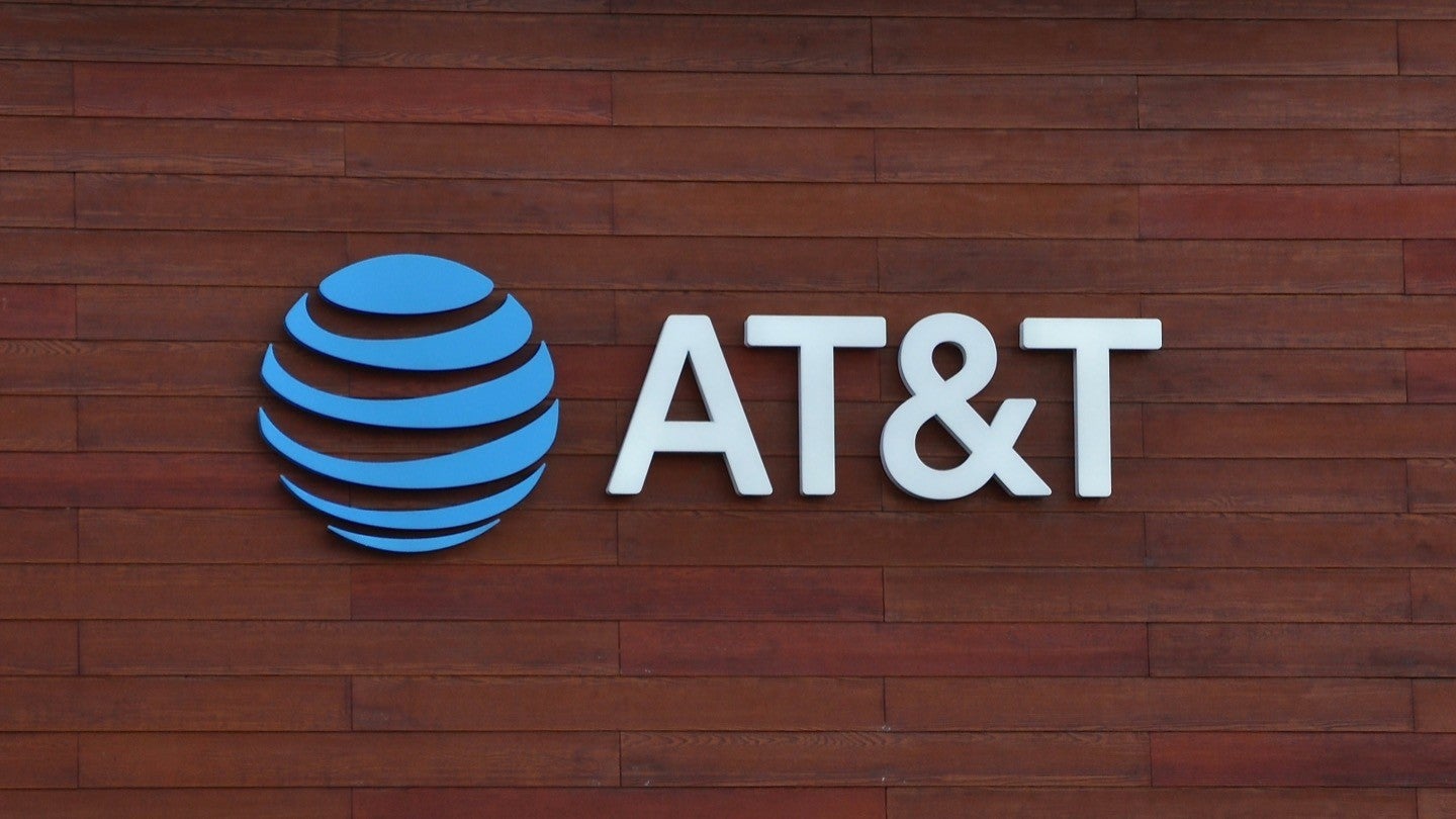 Image of the AT&T logo on a wall