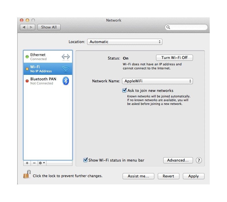 Mac Wi-Fi network settings