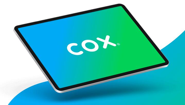 Cox logo displayed on a tablet