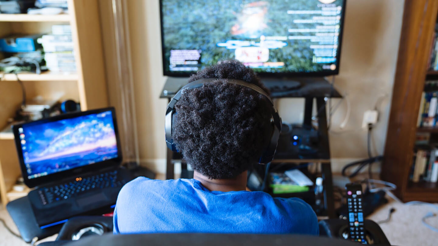 A person playing a video game