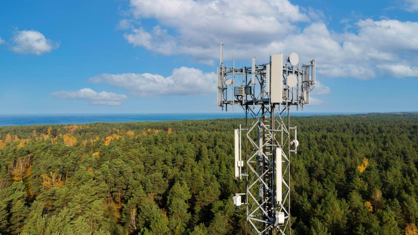 5G tower in green forest