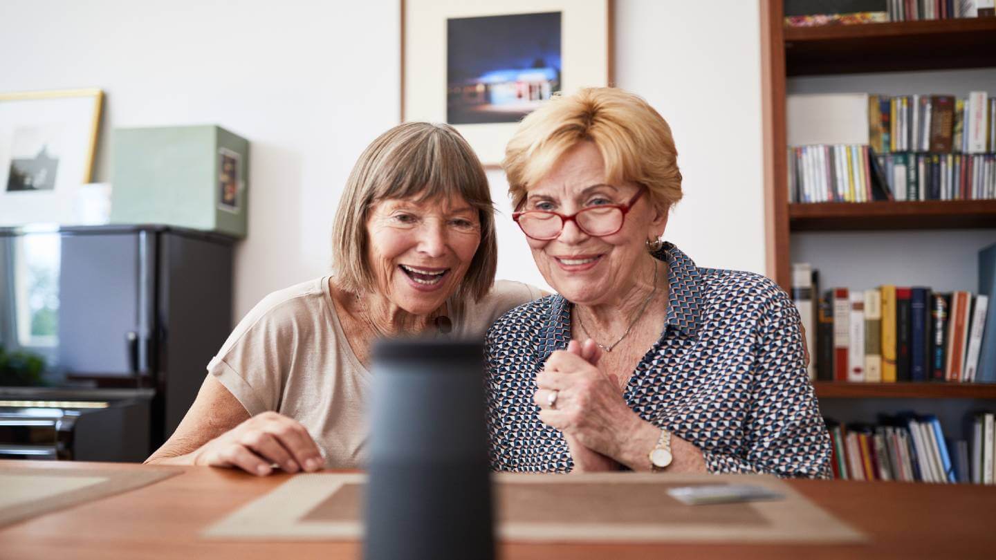 Elderly individuals using technology