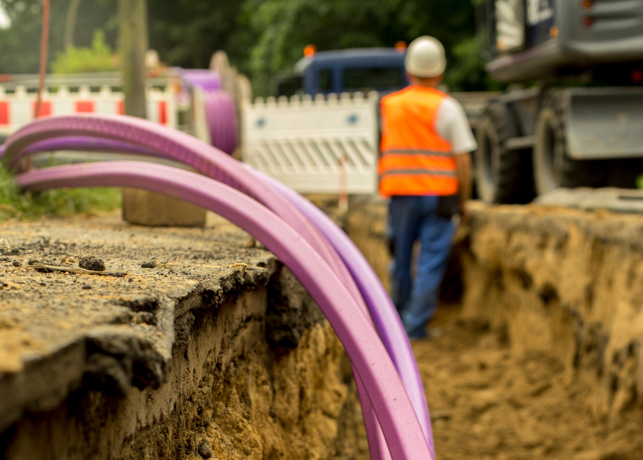 fiberglass cable being installed in the ground
